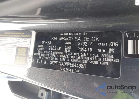 2023 Kia Forte Lxs from USA, damaged, VIN 3KPF24AD8PE644988